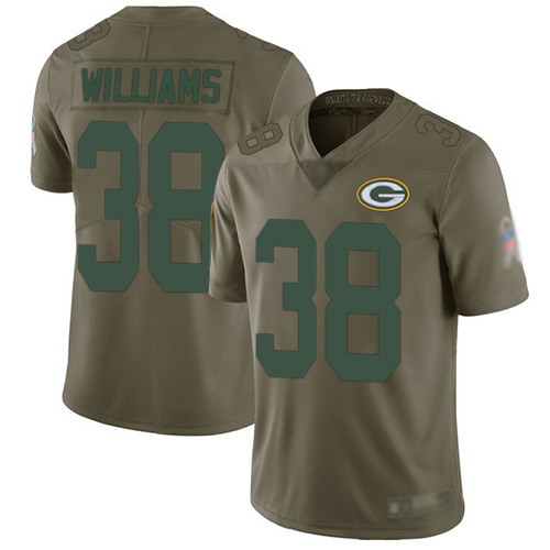 Green Bay Packers Limited Olive Men #38 Williams Tramon Jersey Nike NFL 2017 Salute to Service->youth nfl jersey->Youth Jersey